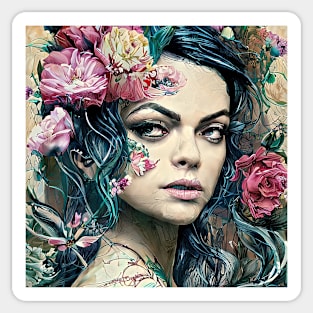 Mila and flowers Sticker